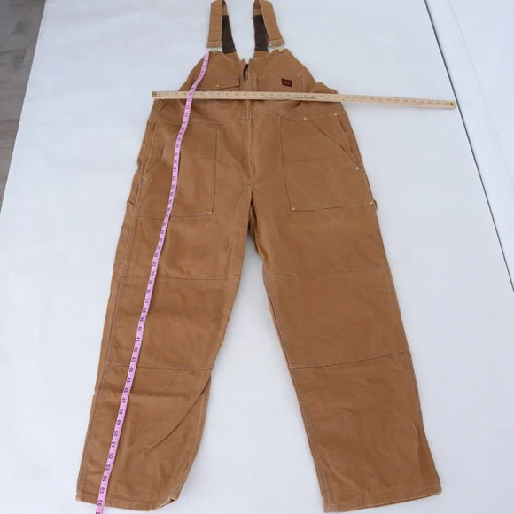 Vintage Tough Duck Tan 100% Cotton Double  Knee Zip Up Overalls Size XL-XXL - Picture 3 of 16